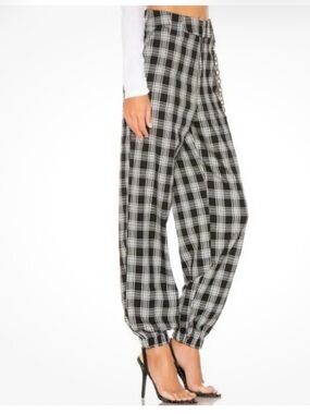 I.AM.GIA Black & White Plaid Jogger Pants XS